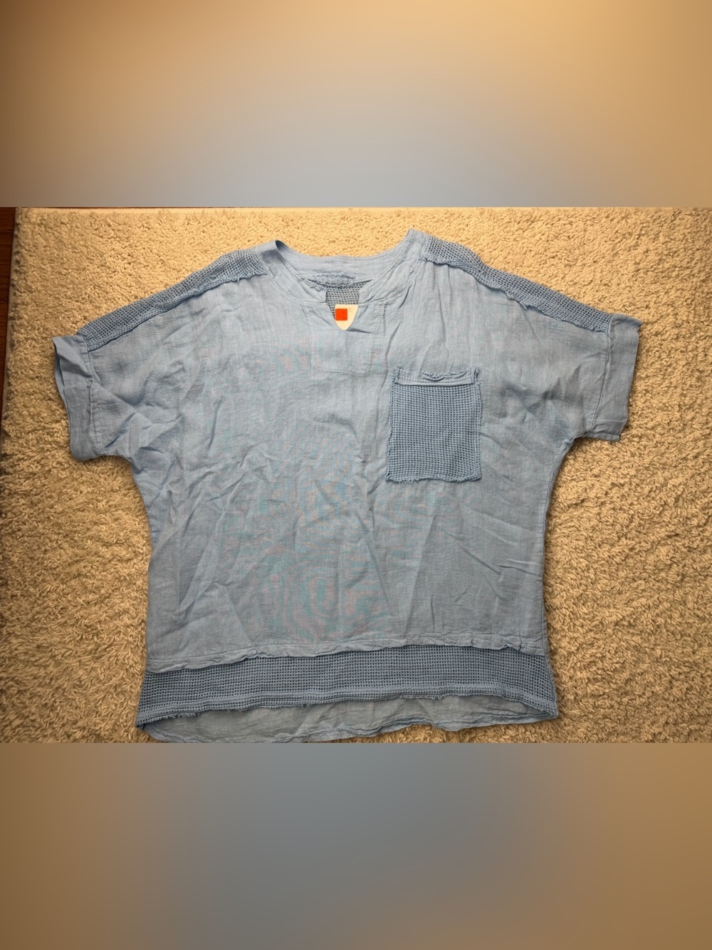Light Blue Short Sleeve Oversized Knit Top NWT